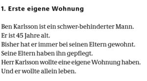 Textbeispiel Leichte Sprache