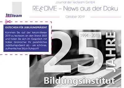 REEDME Kundenzeitschrift tecteam Oktober 2019