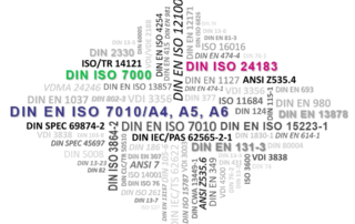 Normen und Richtlinien Technische Dokumentation DIN EN ISO 7010/A4, A5 und A6, DIN ISO 24183, DIN ISO 7000